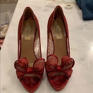Red Lace Valentino Shoes